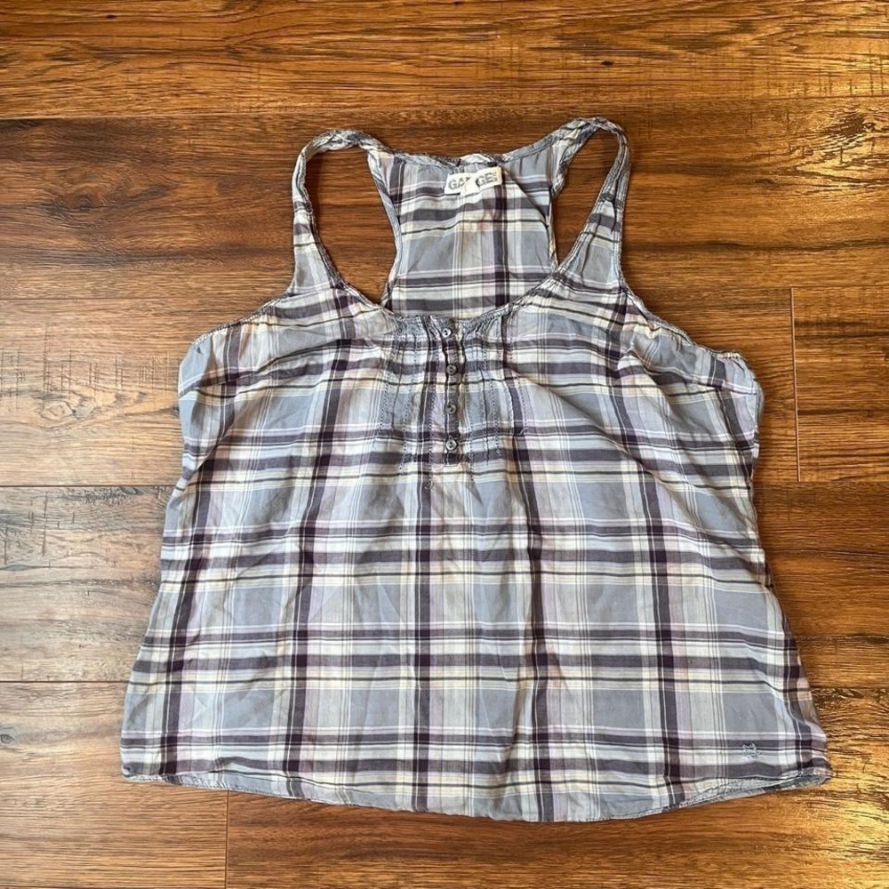 Garage Y2K Grunge Plaid Babydoll Cami Women L Indie Sleaze Coquette 100%‎ Cotton